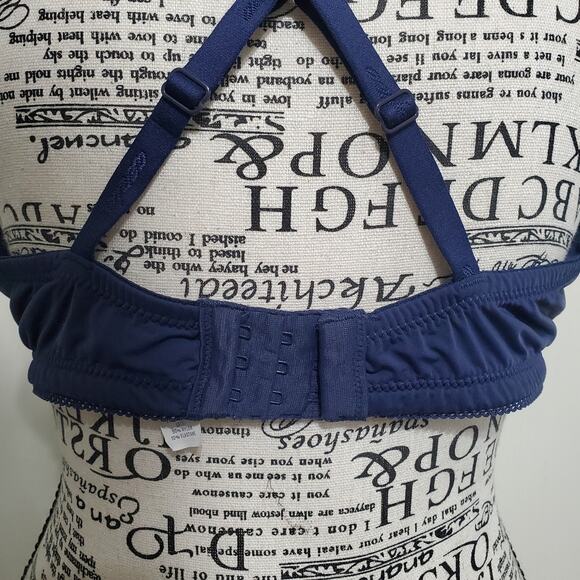 Aerie Real Happy Wireless Bra Racerback Adjustable 3 Prong Closure Dark Blue 36D - Picture 5 of 9